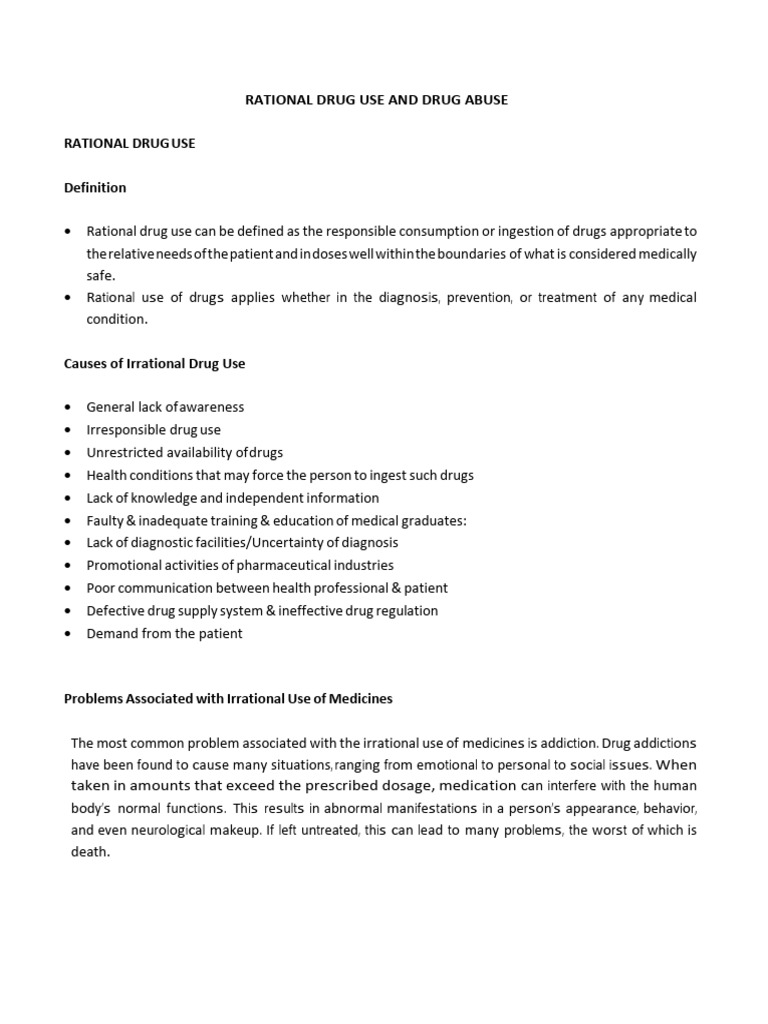 Rational Drug Use and Abuse Insights | PDF | Substance Dependence ...