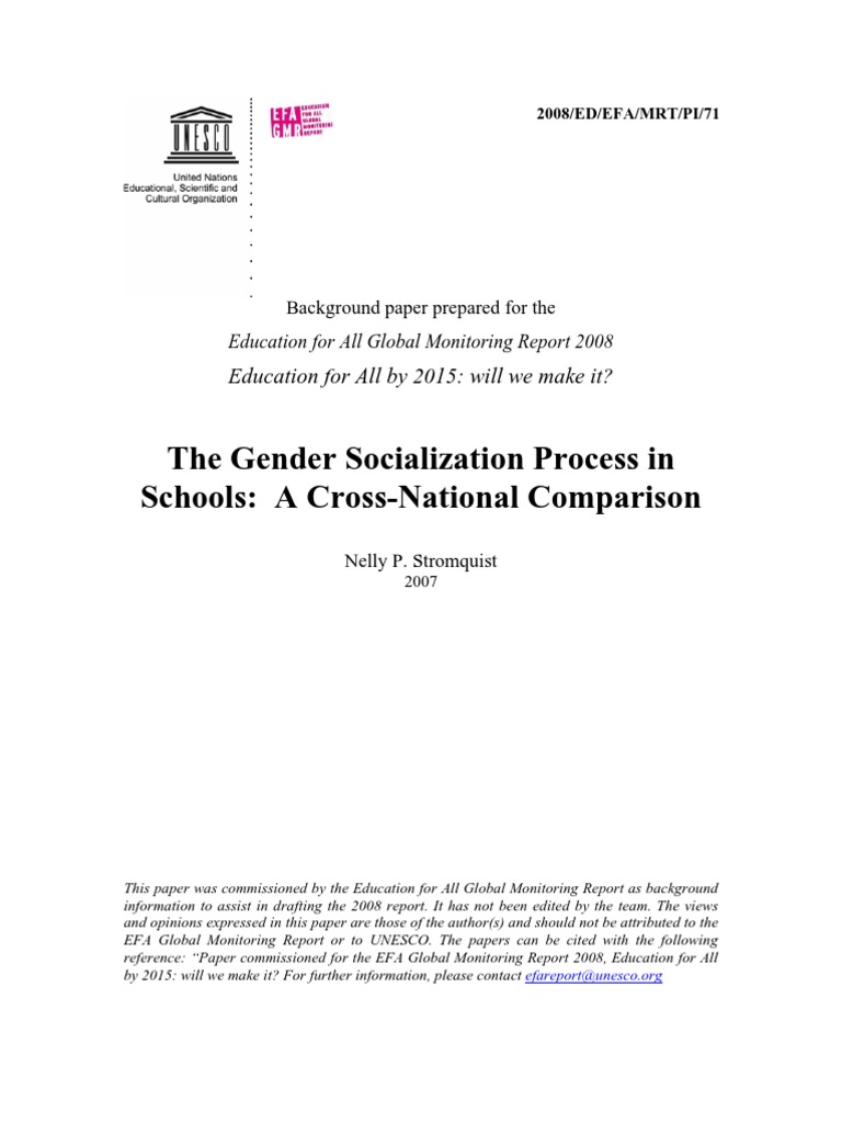 The Gender Socialization Process in Schools: A Cross-National ...