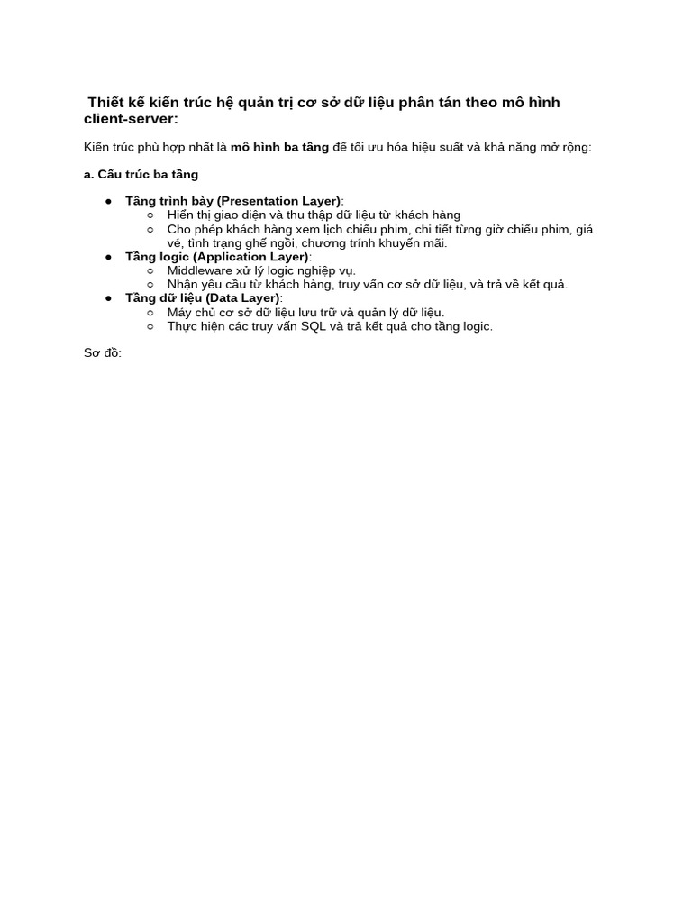Thiết kế kiến trúc hệ quản trị cơ sở dữ liệu phân tán theo mô hình ...