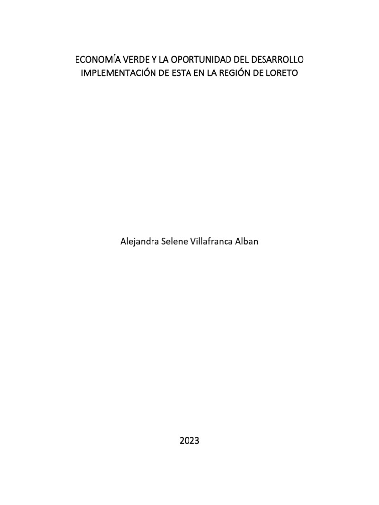 Oportunidades de Economía Verde en Loreto | PDF | Sustentabilidad ...