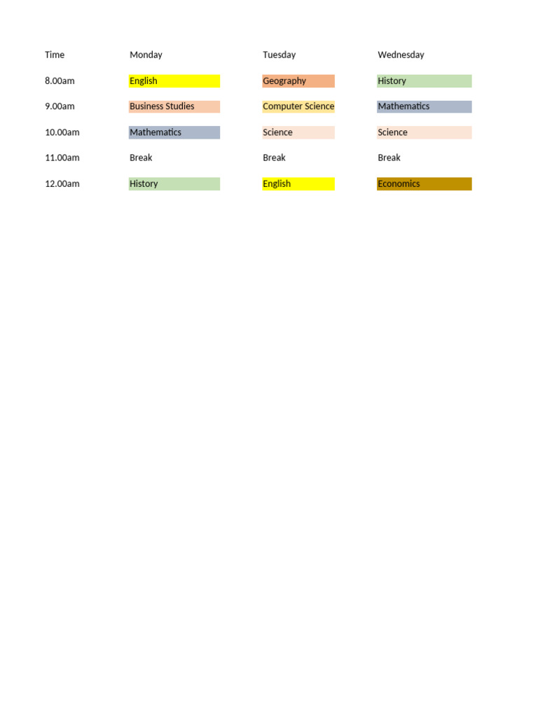 Time Table | PDF