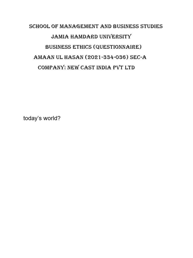 Becg Questionnaire | PDF