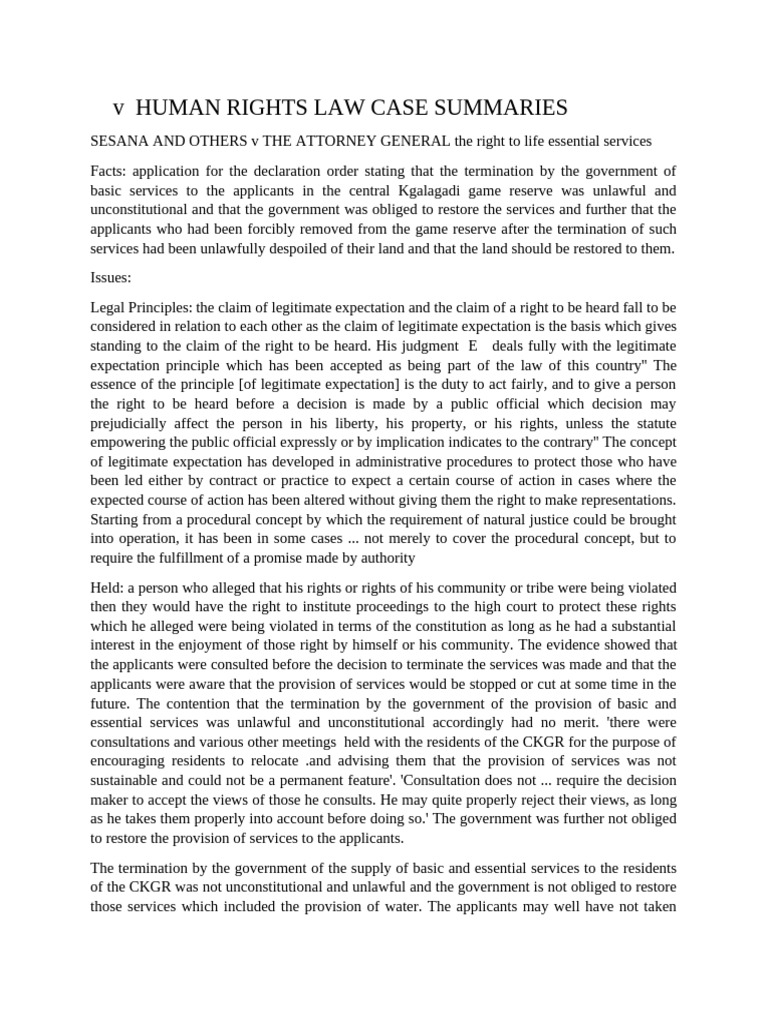 Human Rights Law Case Summaries | PDF | Bail | Political Law