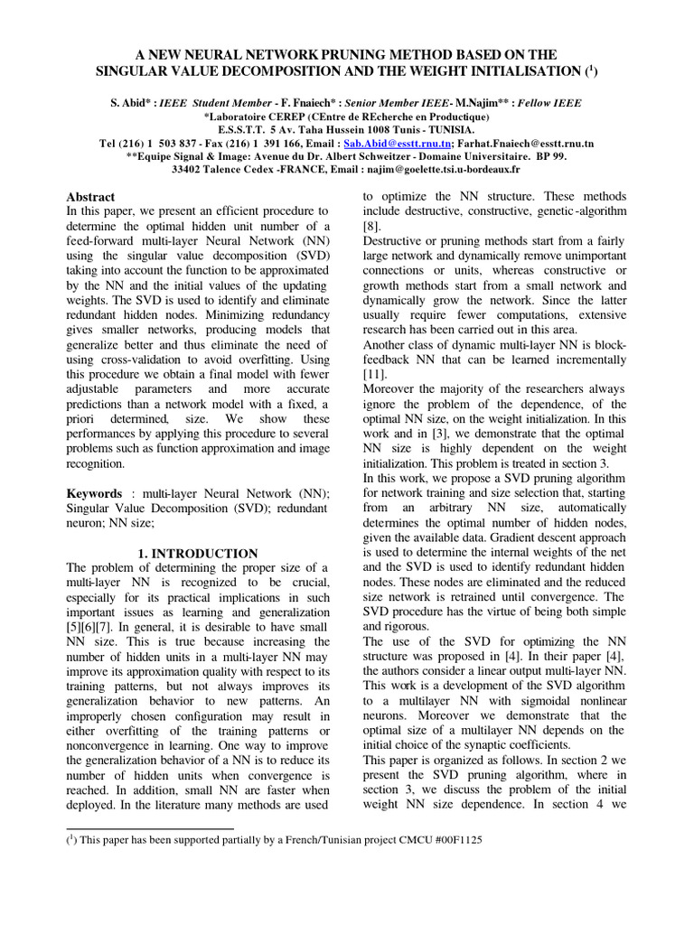 SVD-Based Neural Network Pruning Method | PDF | Matrix (Mathematics ...