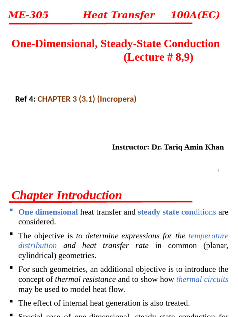 One-Dimensional Heat Transfer Analysis | PDF | Thermal Conduction ...