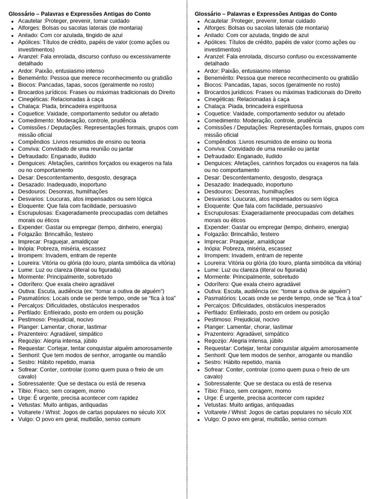 Glossário de Palavras Antigas | PDF