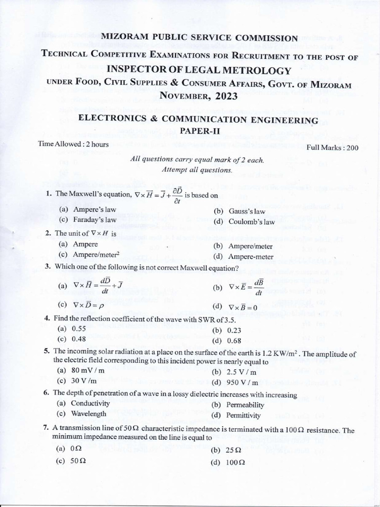 Electronicscommunication Engg Paper II | PDF