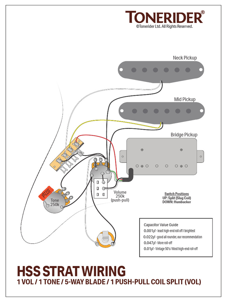 HSS Strat Wiring With Push-Pull Coil Split, A Master Tone, and A Bridge