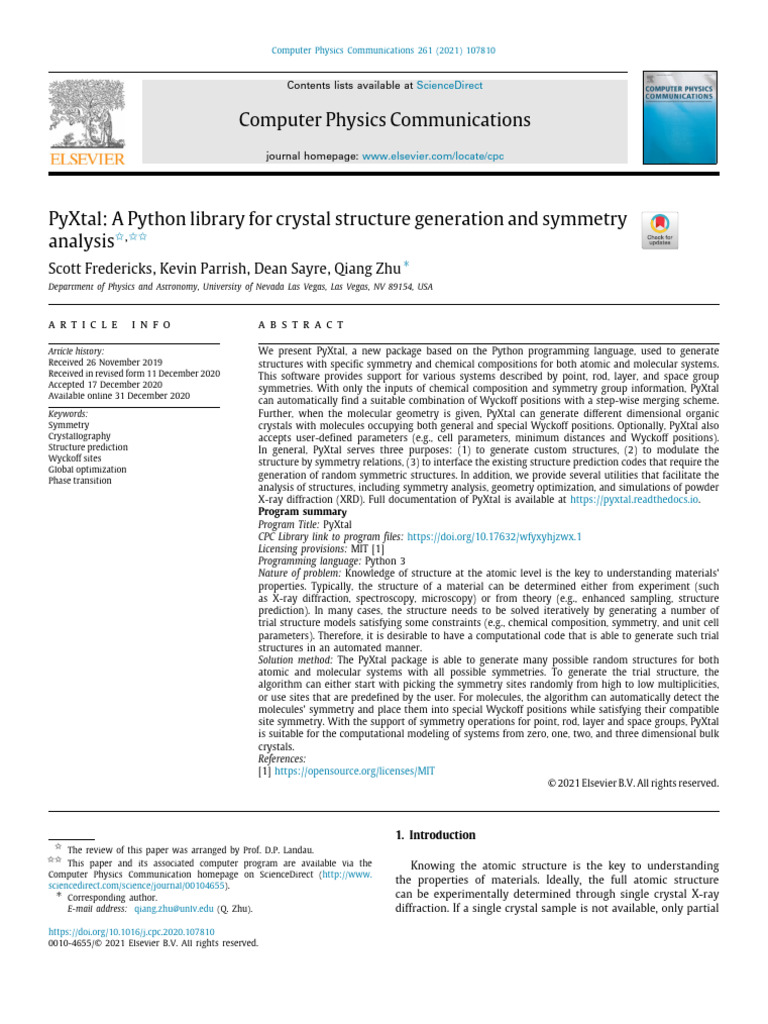 0000 PyXtal | PDF | Crystal Structure | Group (Mathematics)
