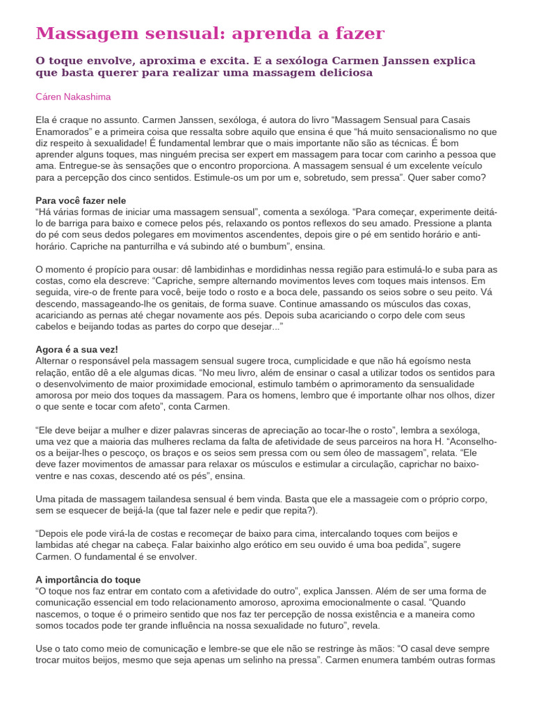 Guia Prático de Massagem Sensual | PDF | Massagem | Sexologia