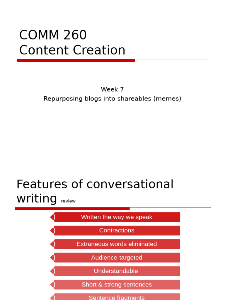 COMM 260 - Week 7-ON | PDF