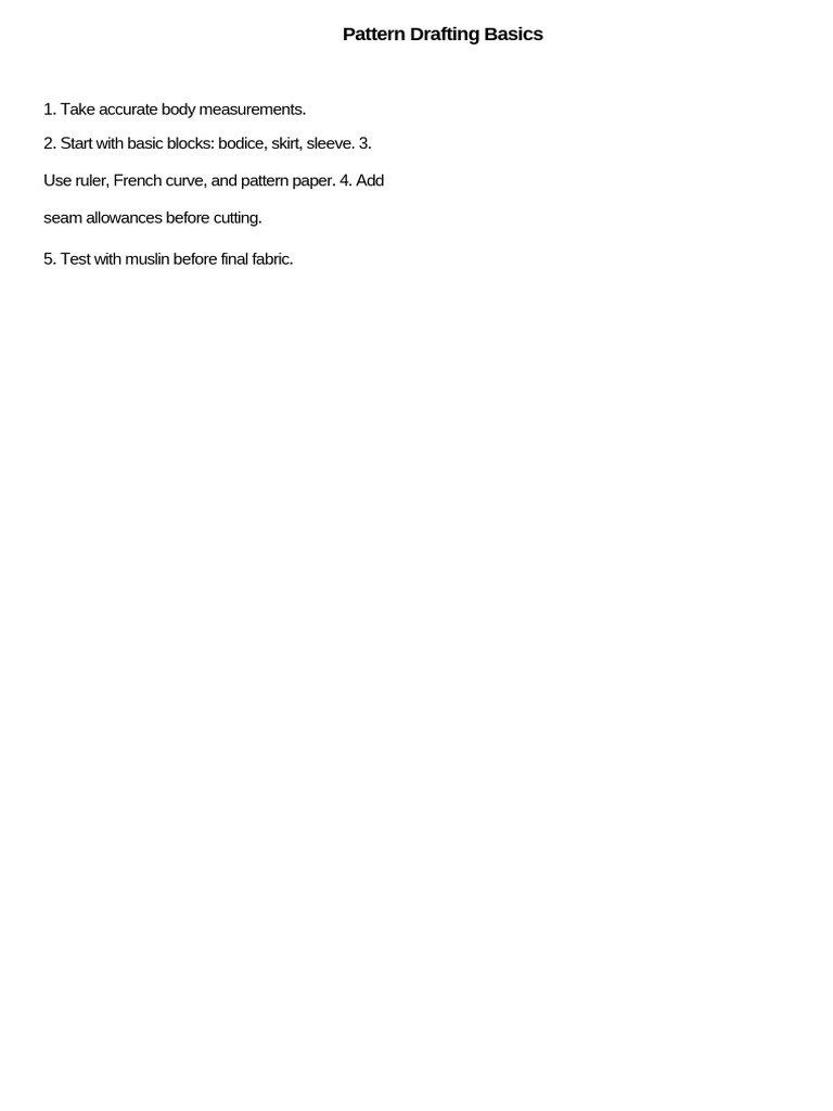 Pattern Drafting Basics | PDF
