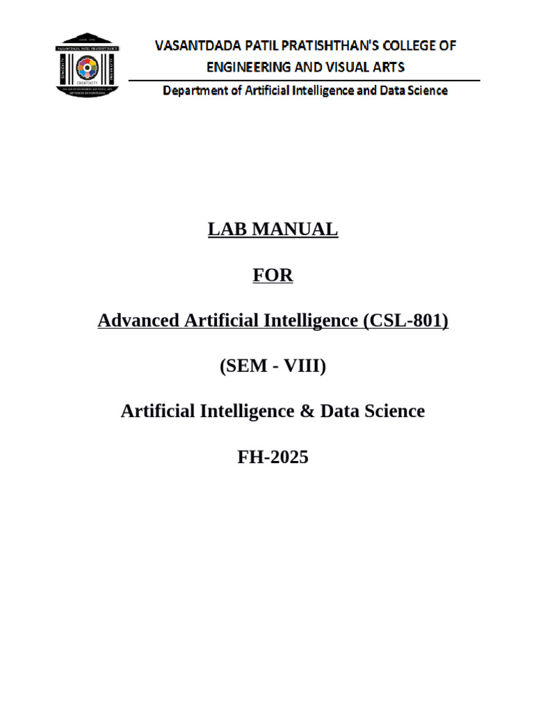 Advanced AI Lab Manual for B.E. AI & DS | PDF | Statistical Theory ...