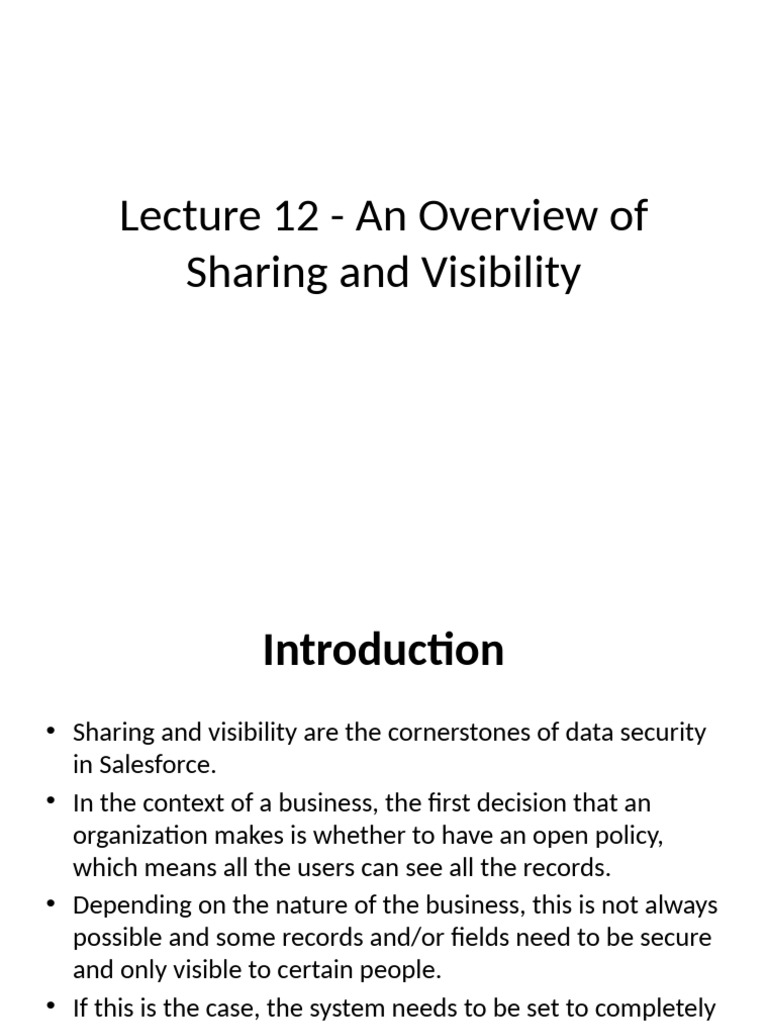 Salesforce Data Security: Sharing & Visibility | PDF