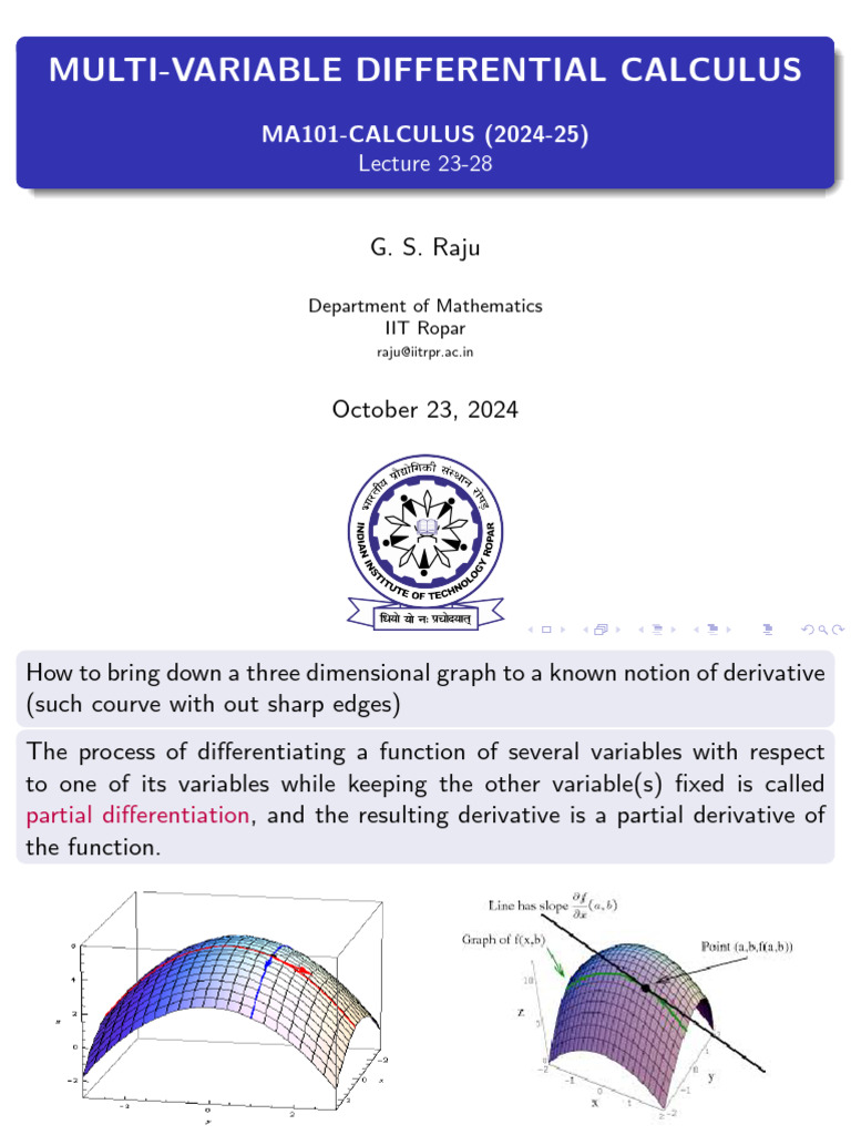 Extreme Values in Multi-Variable Calculus | PDF | Derivative | Tangent