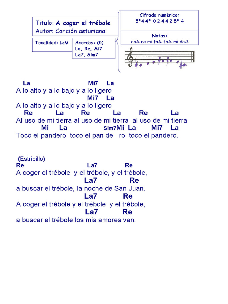 05 El Trebole Tonalidad La Infantil Castellano | PDF