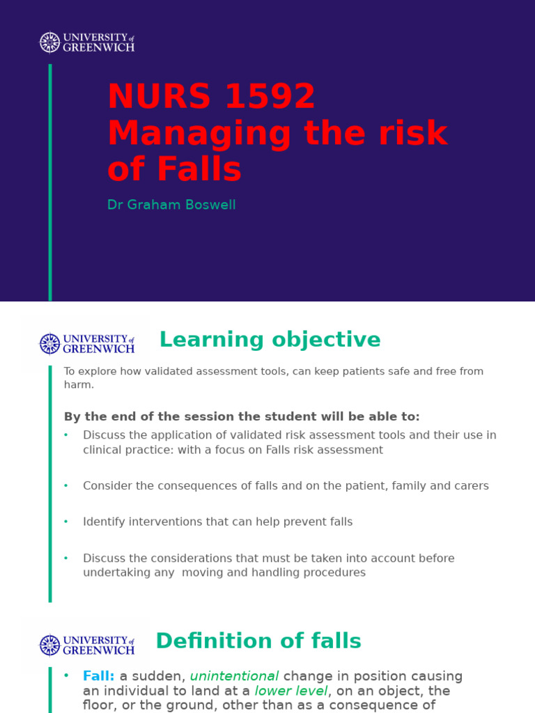 Falls Risk Management in Healthcare | PDF | Medical Specialties ...
