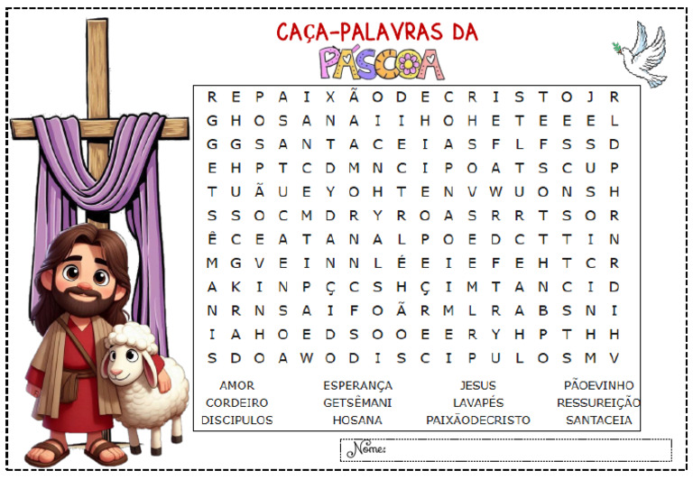 Caça-Palavras Com o Tema Da Páscoa | PDF