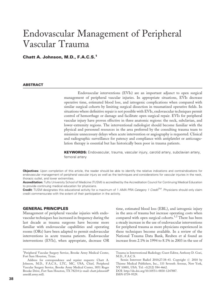 Endovascular Techniques for Vascular Trauma | PDF | Interventional ...