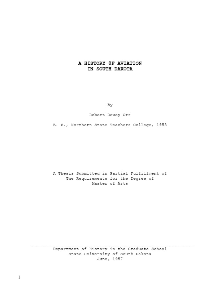 History of Aviation in South Dakota - Robert Orr 1954 | PDF | Wright ...