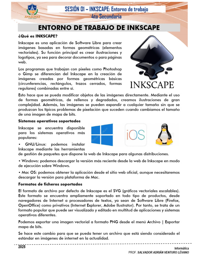 COMPUTACIÓN - Sesion 01 - INKSCAPE Entorno de Trabajo | PDF ...