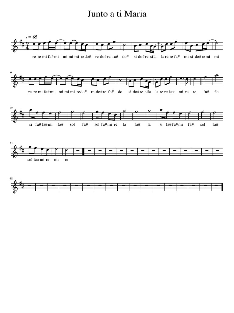 Junto a ti Maria: Musical Notes Guide | PDF