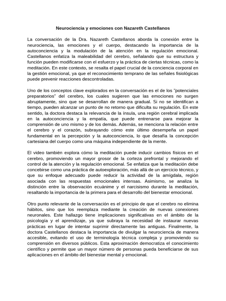 Neurociencia y emociones: claves de regulación | PDF | Las emociones ...
