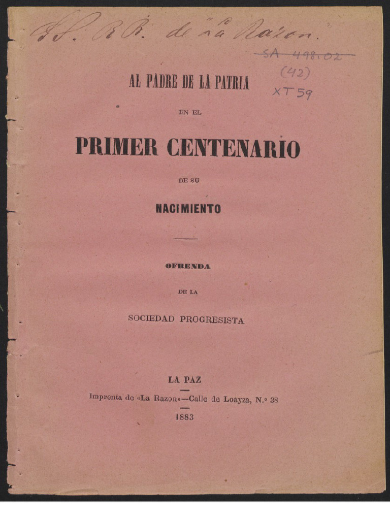 Al Padre de La Patria en El Primer Centenario de Su Nacimiento, Acosta ...