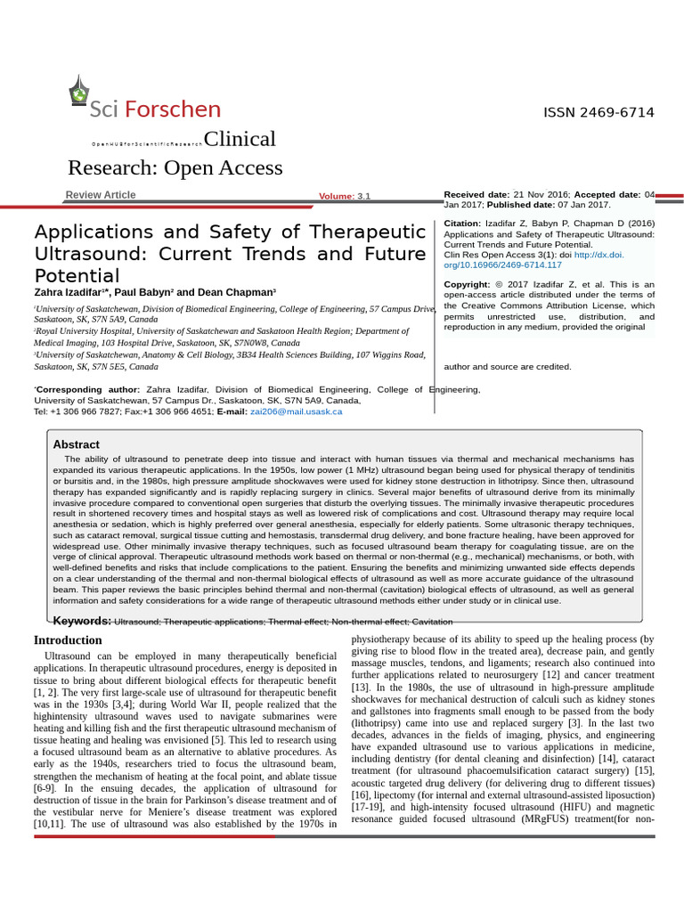 Applications and Safety of Therapeutic Ultrasound | PDF | Attenuation ...