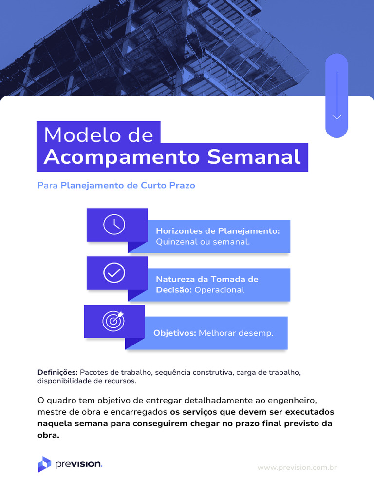 Modelo de Acompanhamento Semanal em Obras | PDF | Planejamento