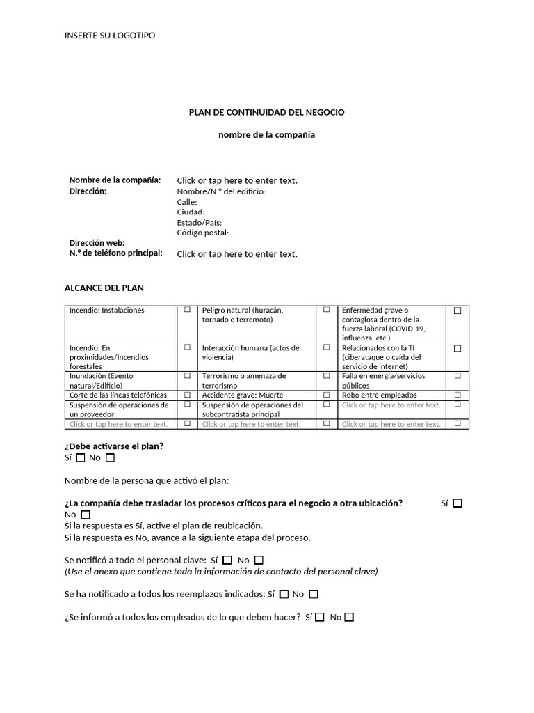 Plan de Continuidad del Negocio 2023 | PDF