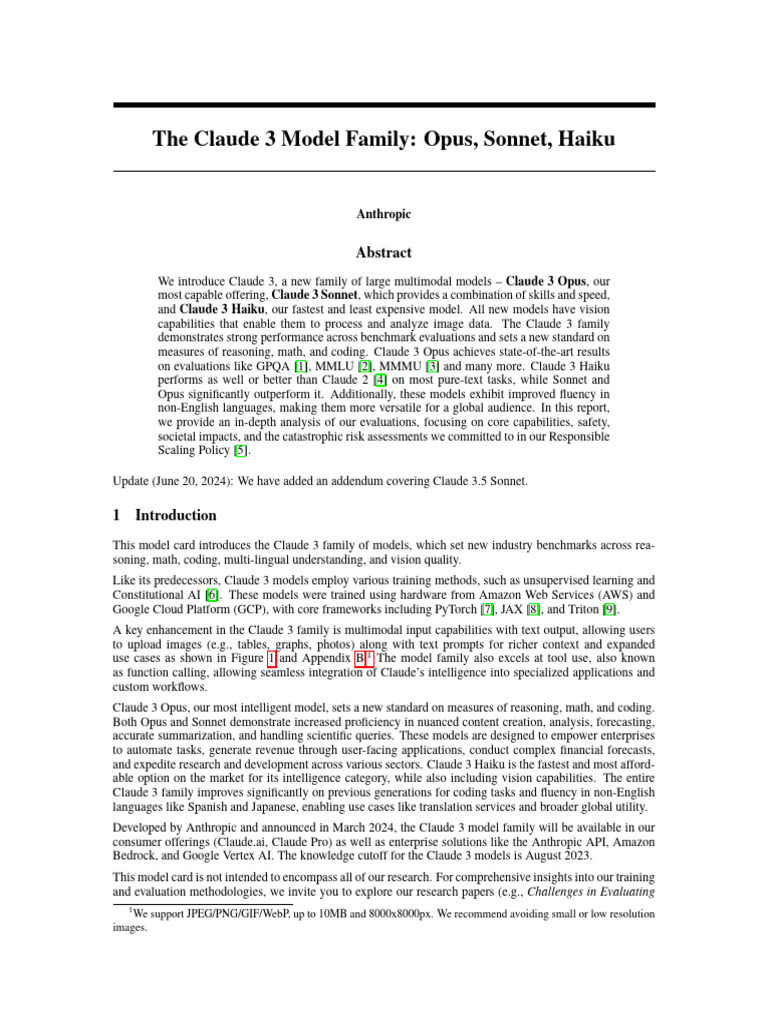 Claude 3 Model Family Overview | PDF | Artificial Intelligence ...