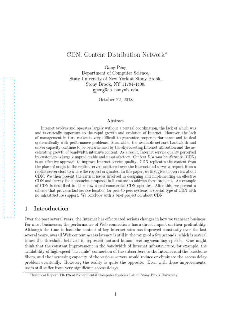 Overview of Content Distribution Networks | PDF | Computer Network ...