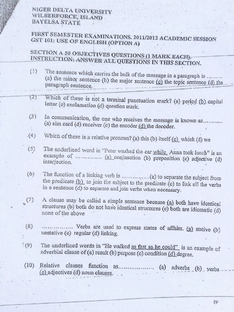 GST 101. Use of English 2011-2012 | PDF