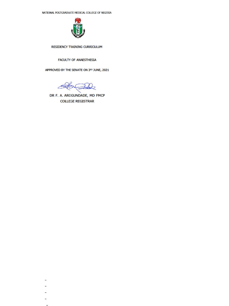 Anaesthesiafaccurriculum Revised2021 | PDF | Residency (Medicine ...