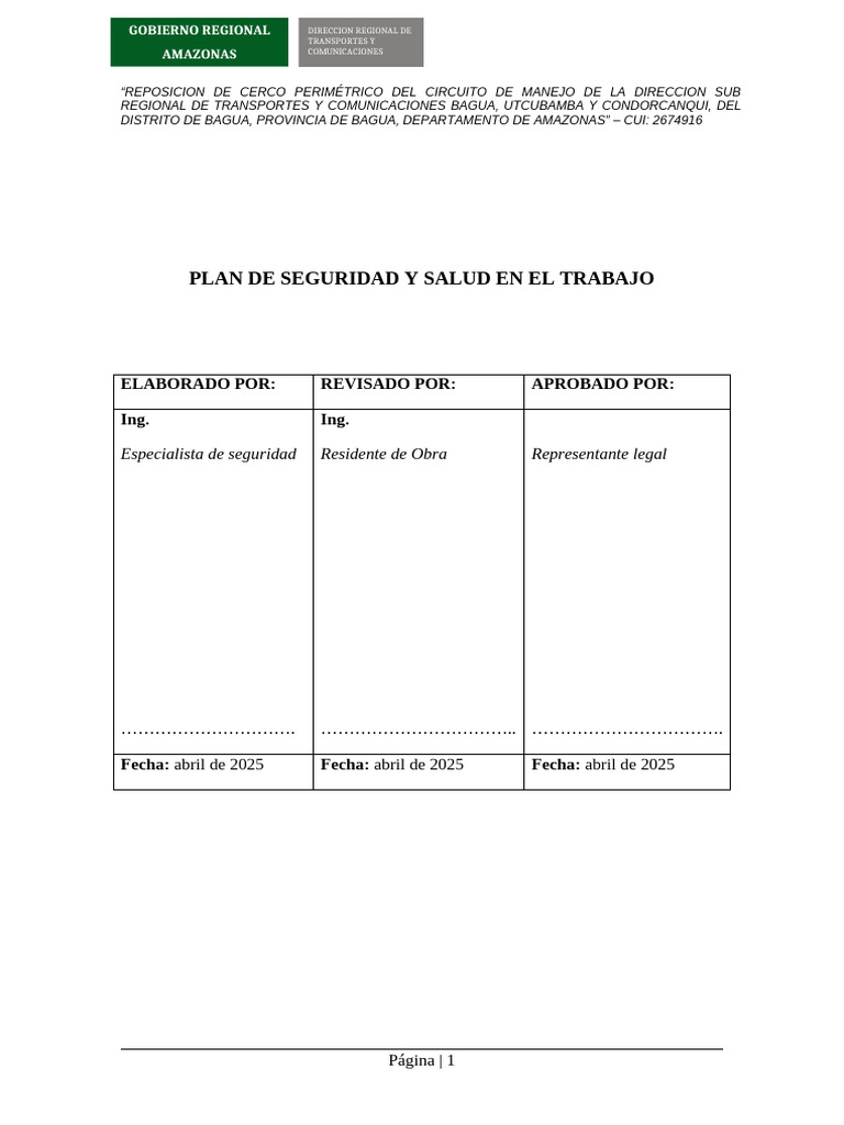 PLAN DE SEGURIDAD Y SALUD EN EL TRABAJO-modif. | PDF | Seguridad y ...
