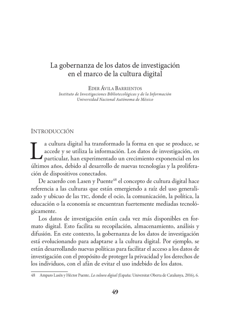Gobernanza de Datos en la Cultura Digital | PDF | Datos | Gobernancia