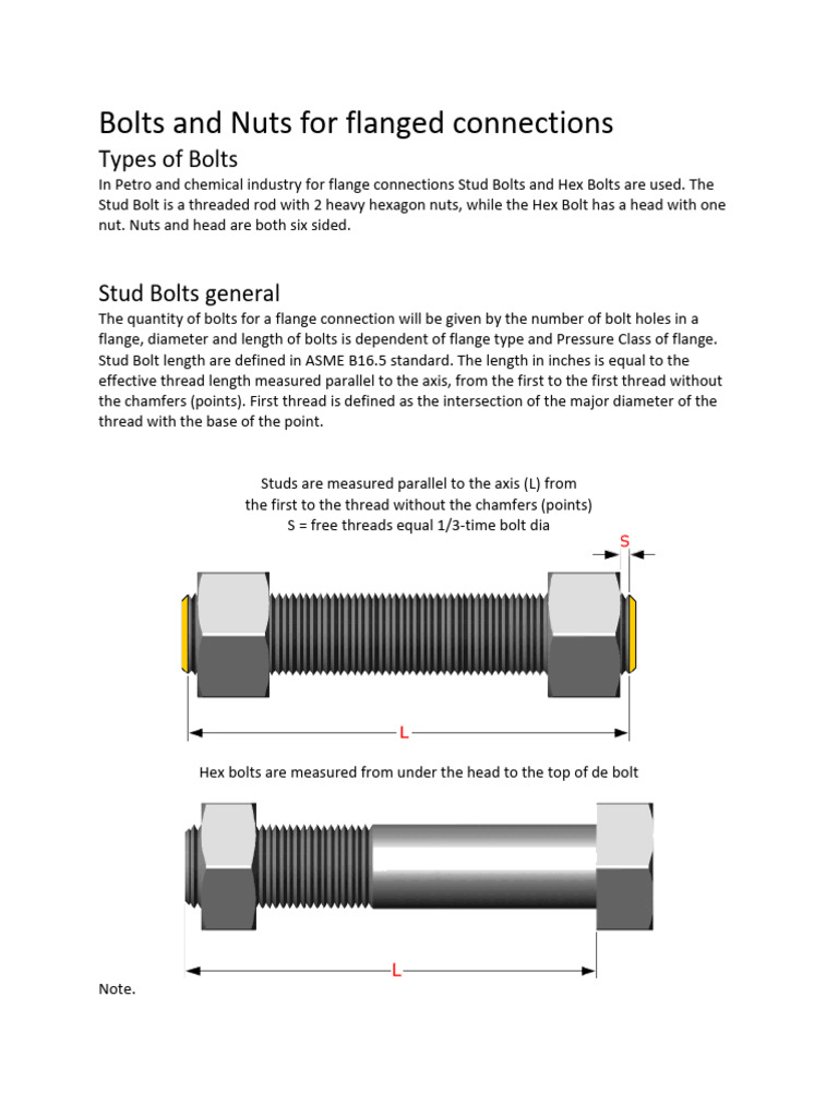 Bolts and Nuts For Flanged Connections | PDF | Screw | Mechanical ...
