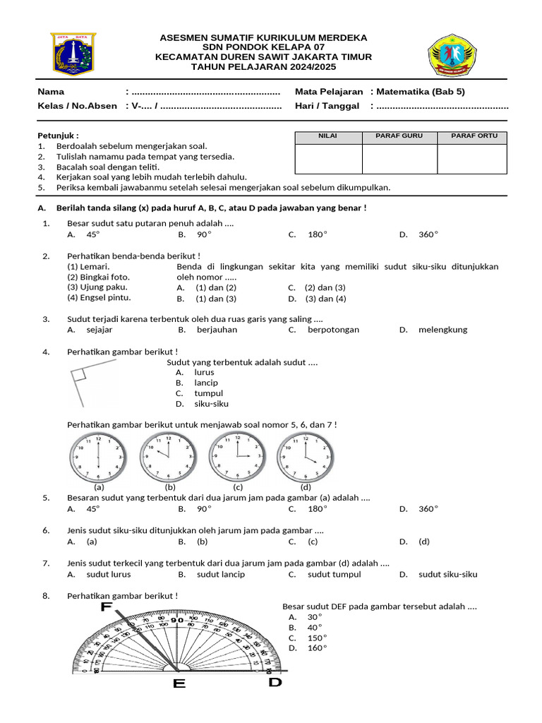 Soal Matematika Kelas 5 Kurikulum Merdeka | PDF