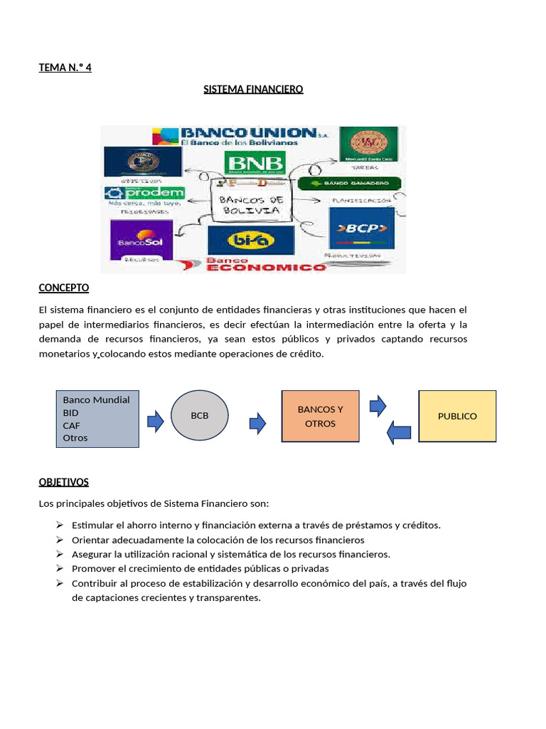 Estructura y Funciones del Sistema Financiero | PDF | Bancos | Sistema ...