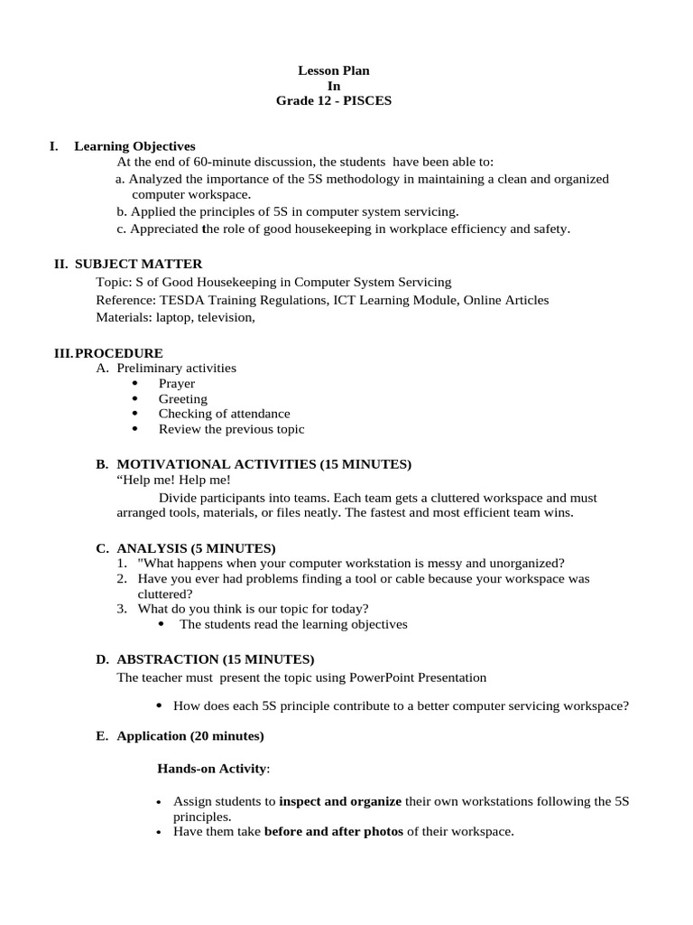 5S Methodology in Computer Servicing | PDF