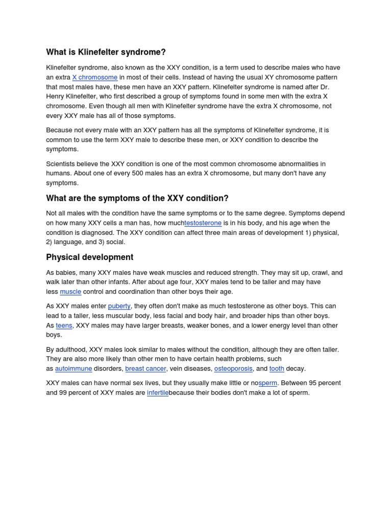 What Is Klinefelter Syndrome | PDF | Twin | Fertilisation