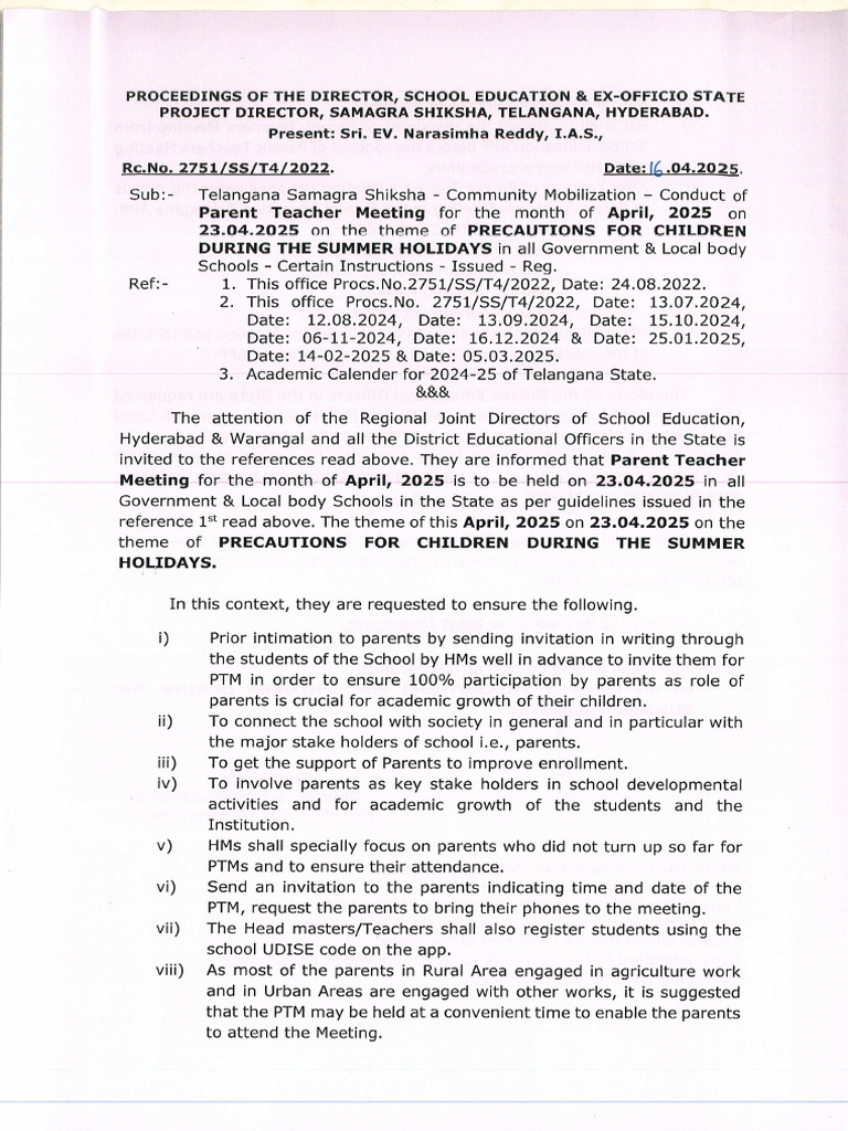 Parent Teacher Meeting Guidelines 2025 | PDF