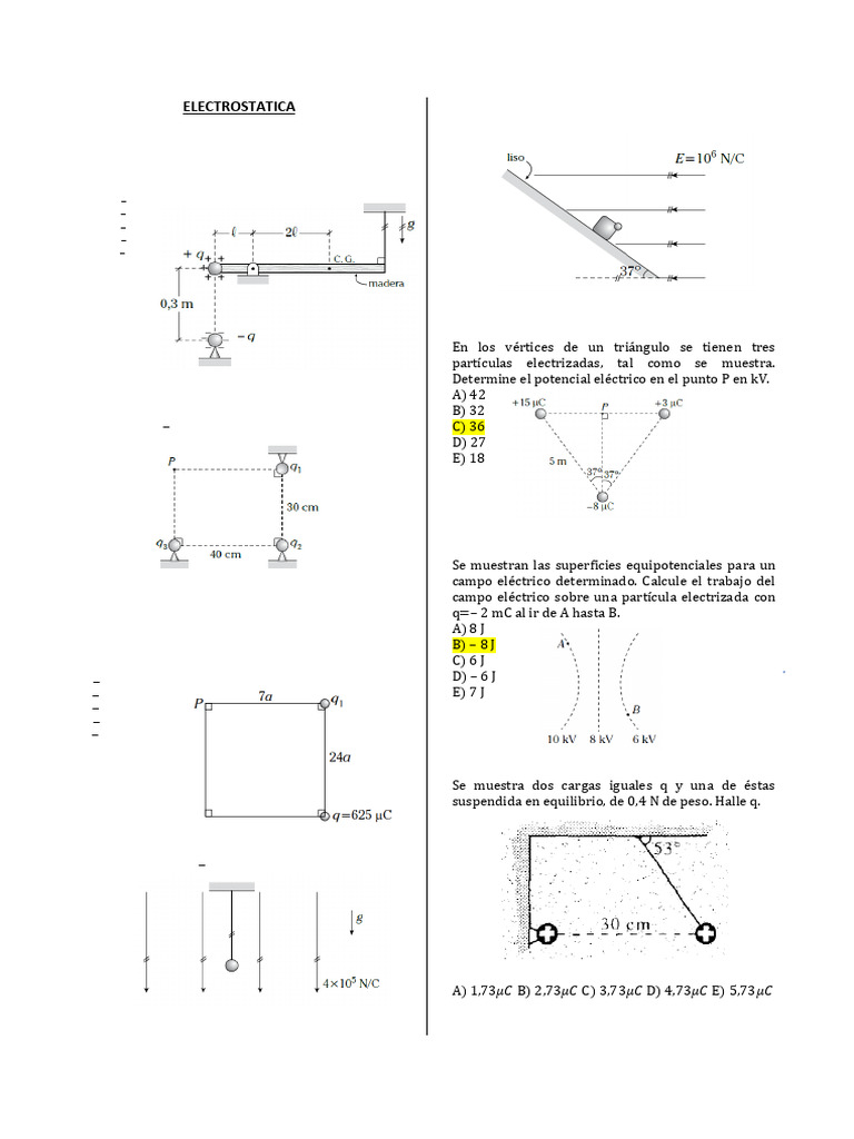 Problemas de Electrostatica y Cálculos | PDF | Electromagnetismo ...
