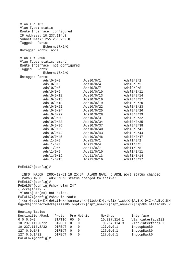 VLAN Configuration and Routing Details | PDF | Ip Address ...