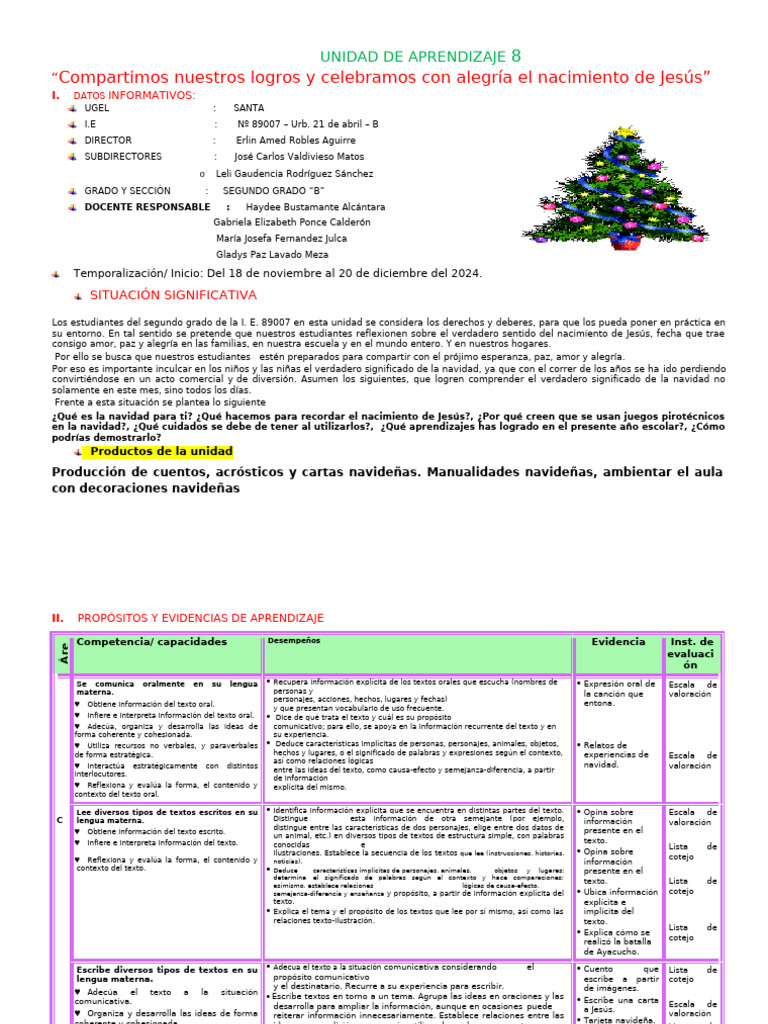 2° Grado Unidad de Aprendizaje 9 Diciembre 2024 | PDF | Autorregulación ...