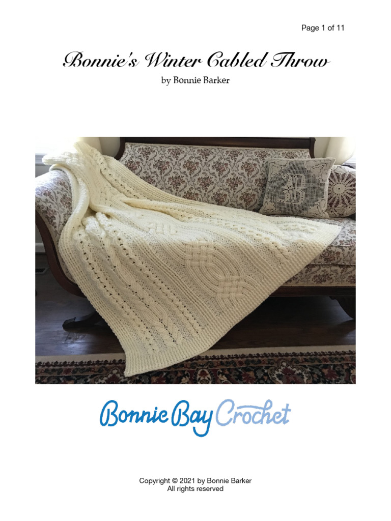 Bonnies Winter Cabled Throw Pattern | PDF | Crochet | Weaving