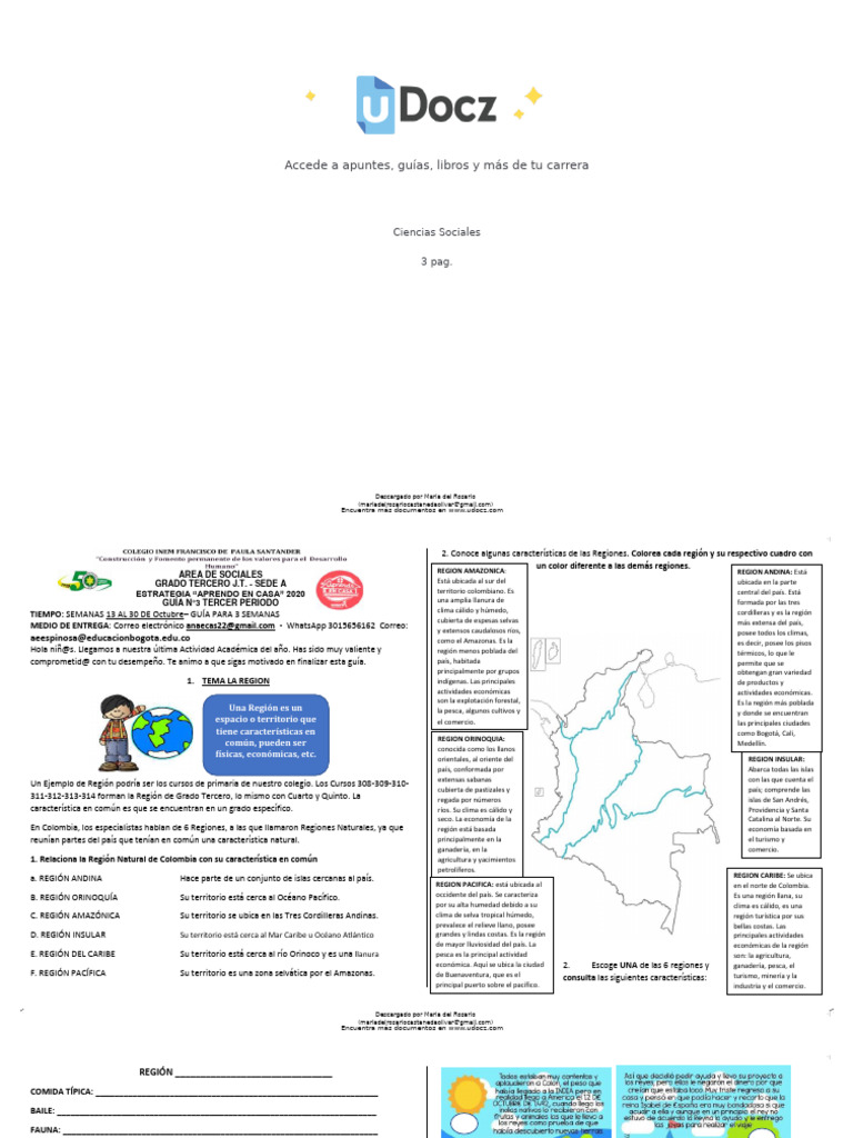 Guía de Regiones Naturales de Colombia | PDF | Colombia | Américas