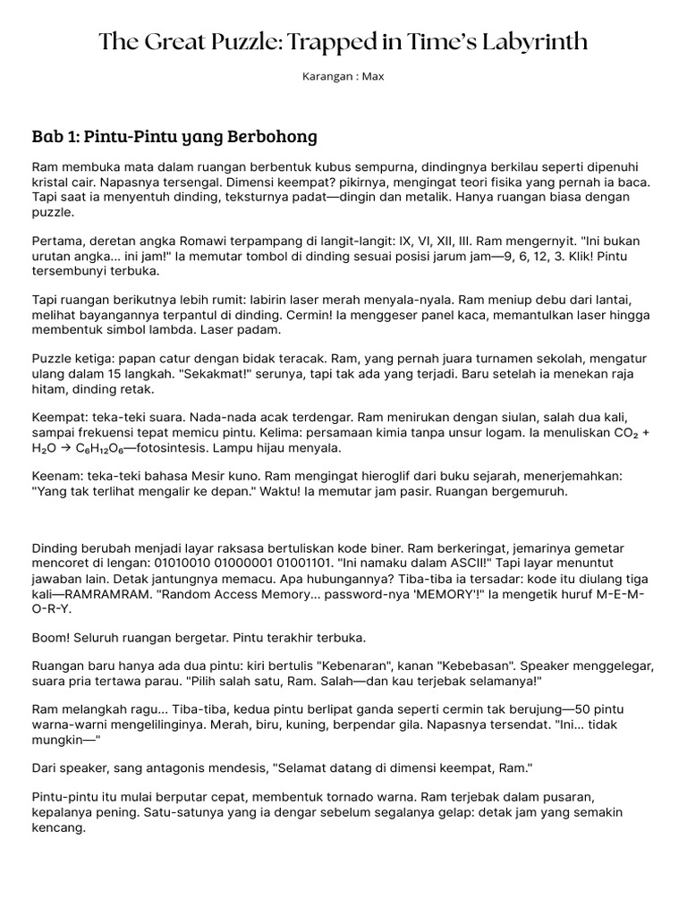 The Great Puzzle Trapped in Time's Labyrinth | PDF