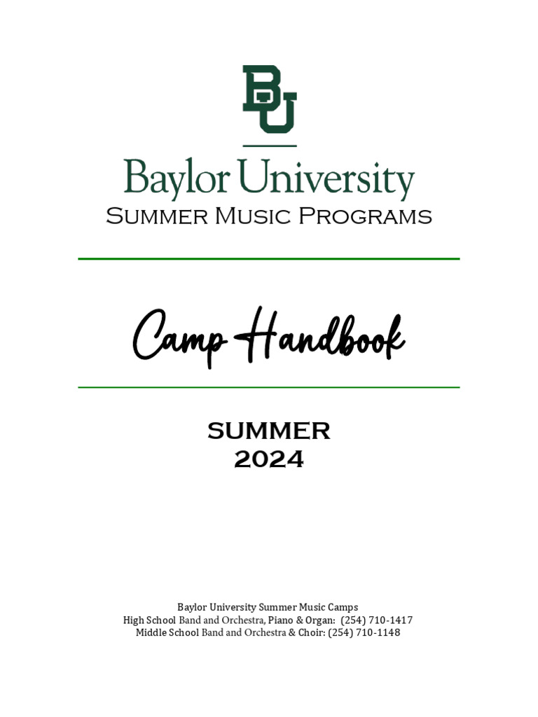 Baylor Summer Music Camp Handbook 2024 PDF Orchestras Audition